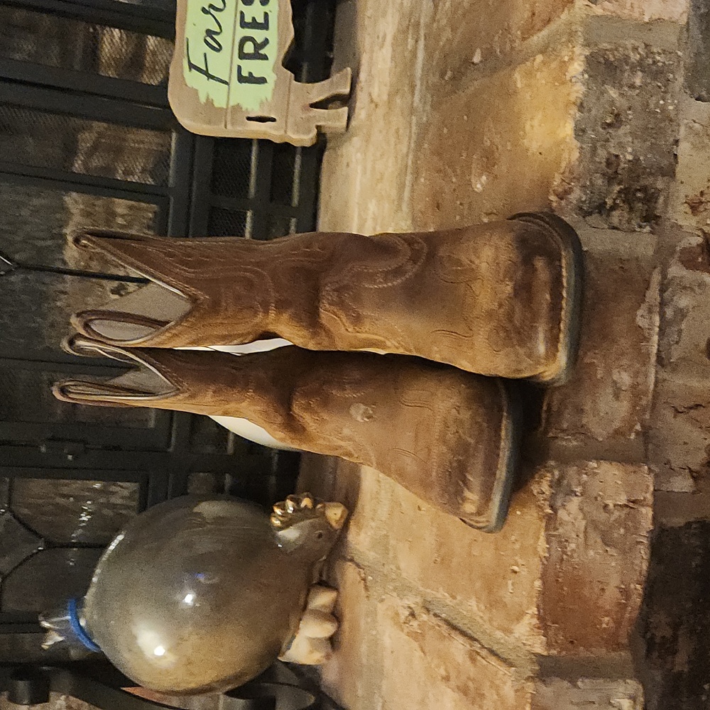 boys Ariat brown leather cowboy boots size 12